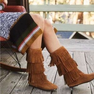 MINNETONKA SUEDE BOHO BOOTS! Brown Suede Moccasins Size 8